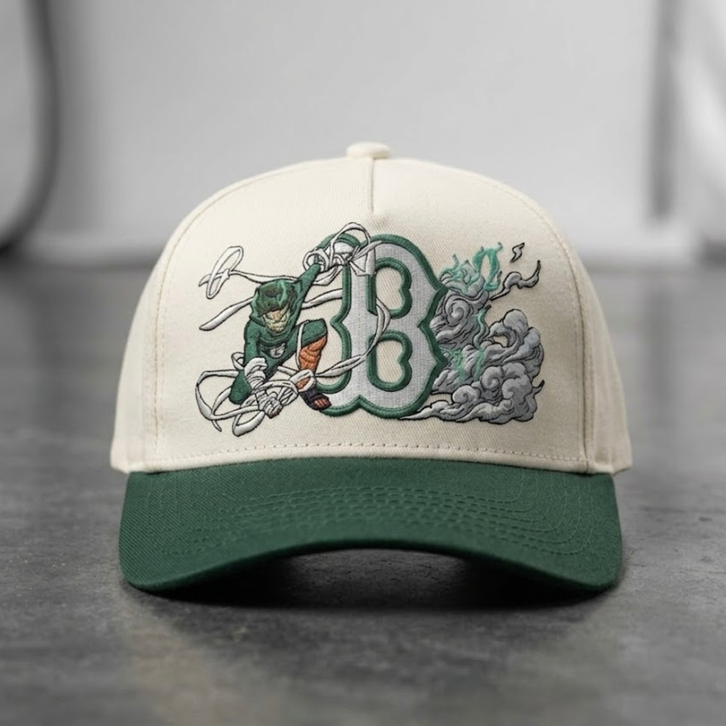 Green Ninja Inspired Boston Embroidered Hat | Anime Streetwear