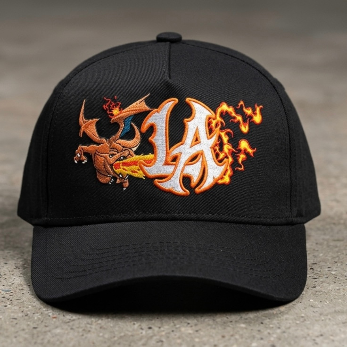 Fire Dragon Inspired LA Embroidered Hat | Anime Streetwear Cap