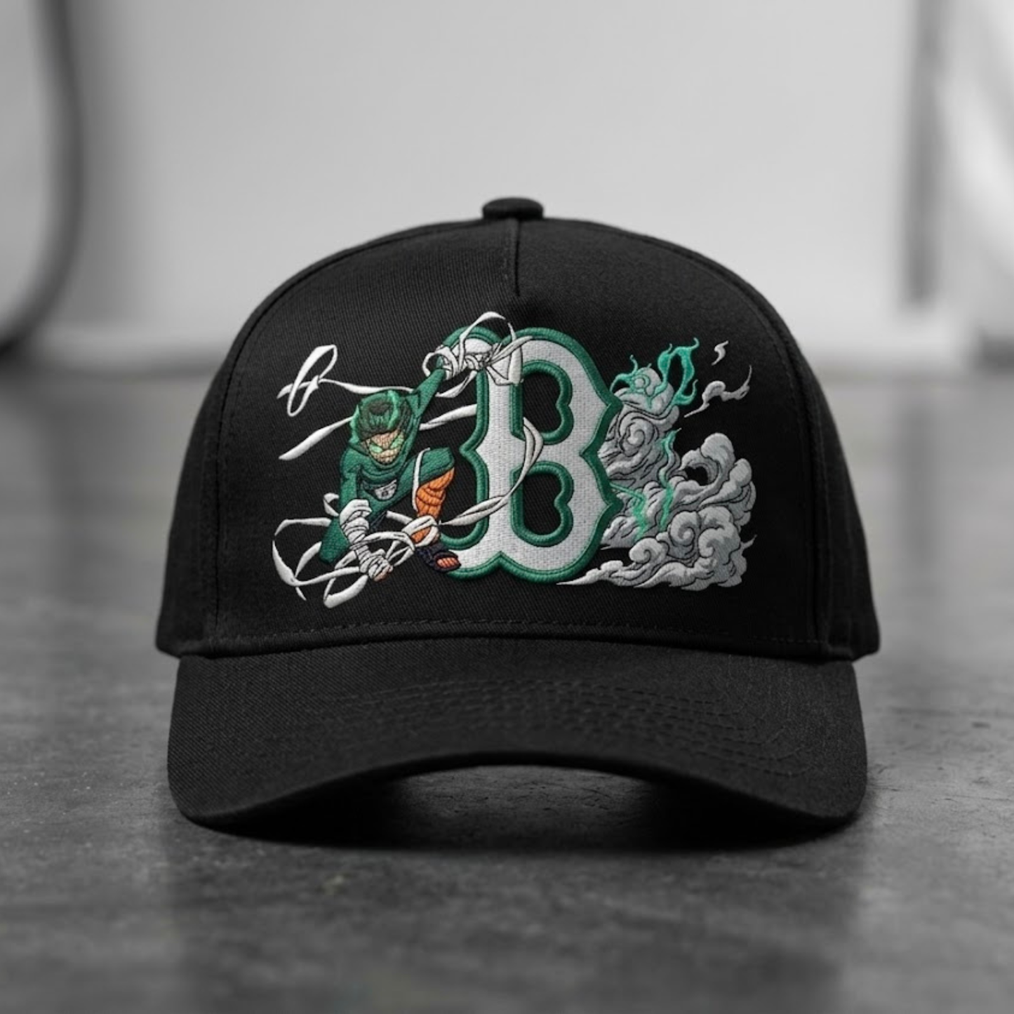 Green Ninja Inspired Boston Embroidered Hat | Anime Streetwear