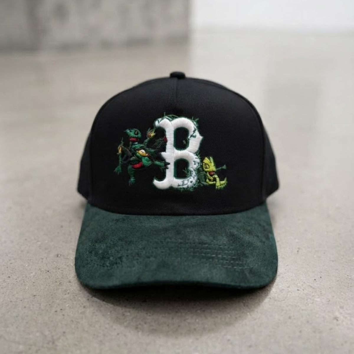 Green reptile x b embroidery anime hat