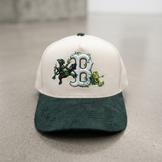 Green reptile x b embroidery anime hat