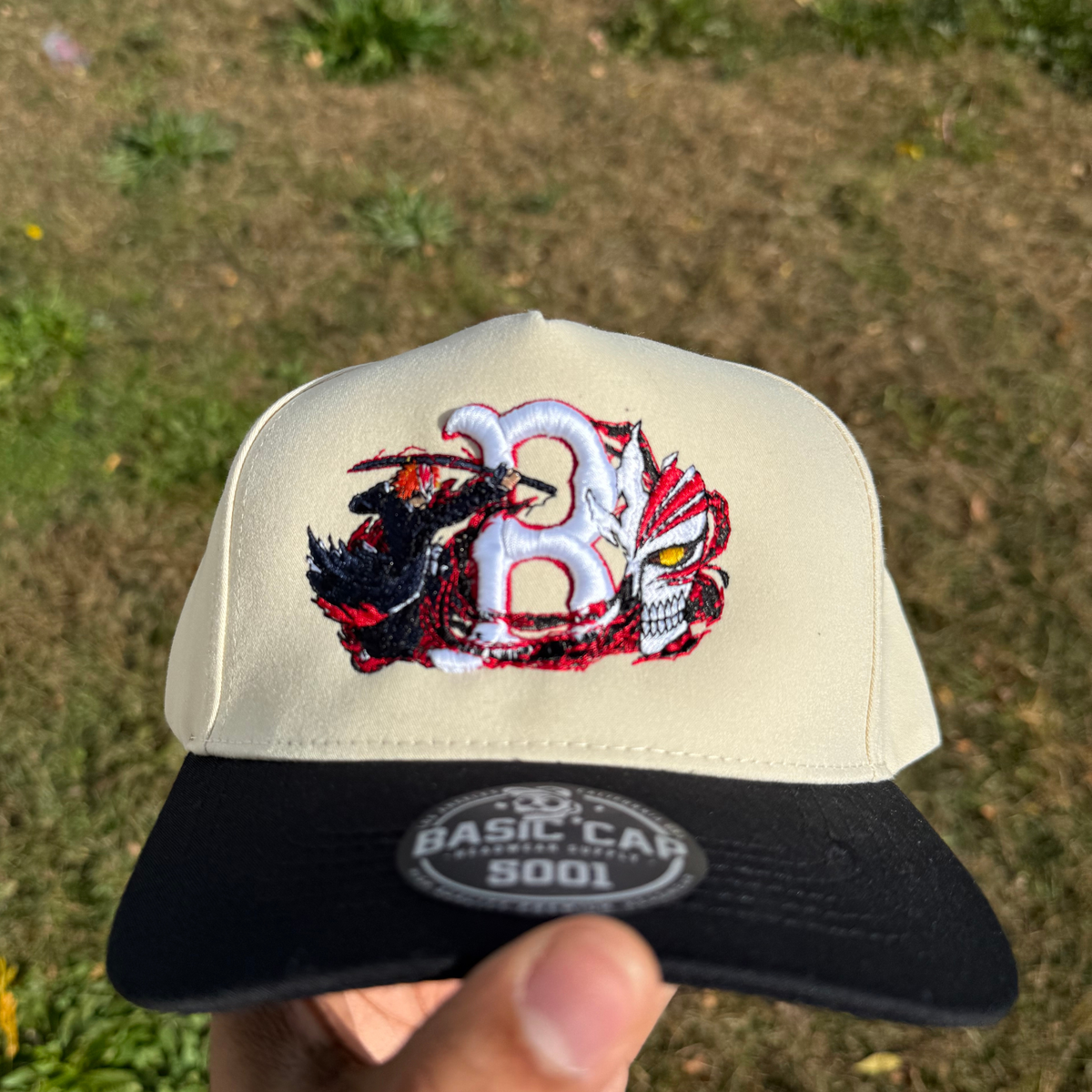 Orange-Haired Anime Warrior Embroidered Snapback Hat